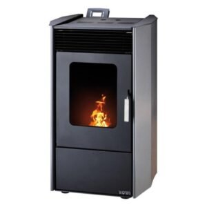 Rowi Pellet Easy Premium Pelletofen 9 kW – Grau mit Gebläse, Timer und Fernbedienung