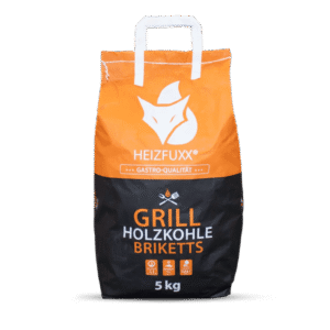 Heizfuxx Grillbriketts Hartholz in 5-kg-Säcken – 300-kg-Palette mit 60 Säcken, Gastro-Qualität