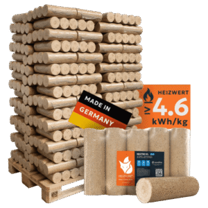 Heizfuxx Nestro XL Blue Nadelholzbriketts – 960-kg-Palette mit 96 Gebinden à 10 kg