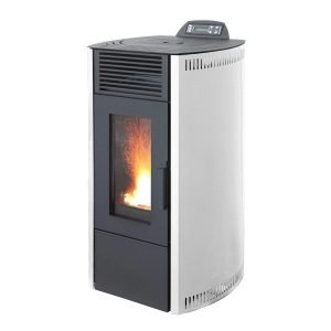 Rowi HPO 9/1 Ovale Nova Pelletofen 8,7 kW – Stahl Weiß, raumluftunabhängig