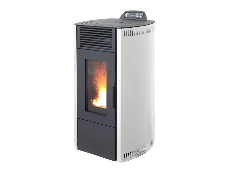 Rowi HPO 9/1 Ovale Nova Pelletofen 8,7 kW – Stahl Weiß, raumluftunabhängig