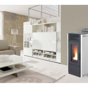 Rowi HPO 9/1 Ovale Nova Pelletofen 8,7 kW – Stahl Weiß, raumluftunabhängig