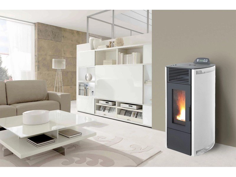 Rowi HPO 9/1 Ovale Nova Pelletofen 8,7 kW – Stahl Weiß, raumluftunabhängig – Bild 2