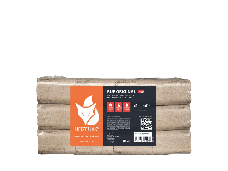 Heizfuxx RUF Original Red Hartholzbriketts – 300-kg-Palette, 30 Gebinde à 10 kg, FSC – Bild 4