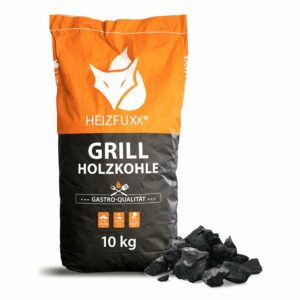 Heizfuxx Grillholzkohle aus europäischem Hartholz – Körnung 20–80 mm, Palette mit 36 Säcken à 10 kg