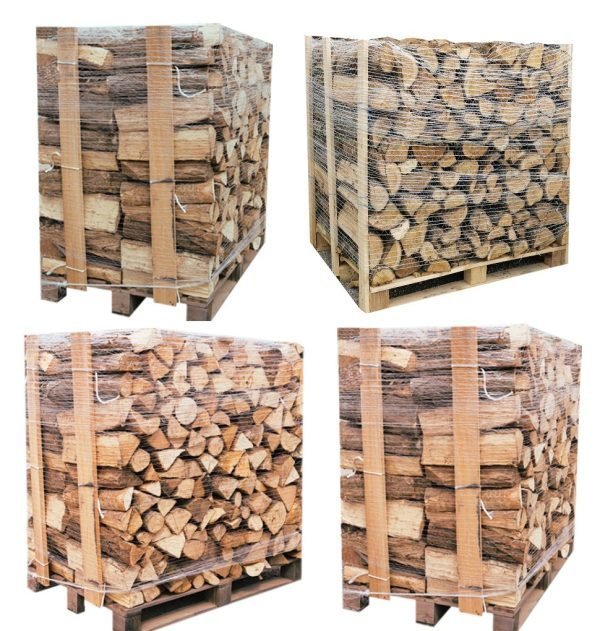 Extra trockenes Kaminholz, 40 cm – 4 Paletten Weißeiche und Buche/Hainbuche aus Frankreich