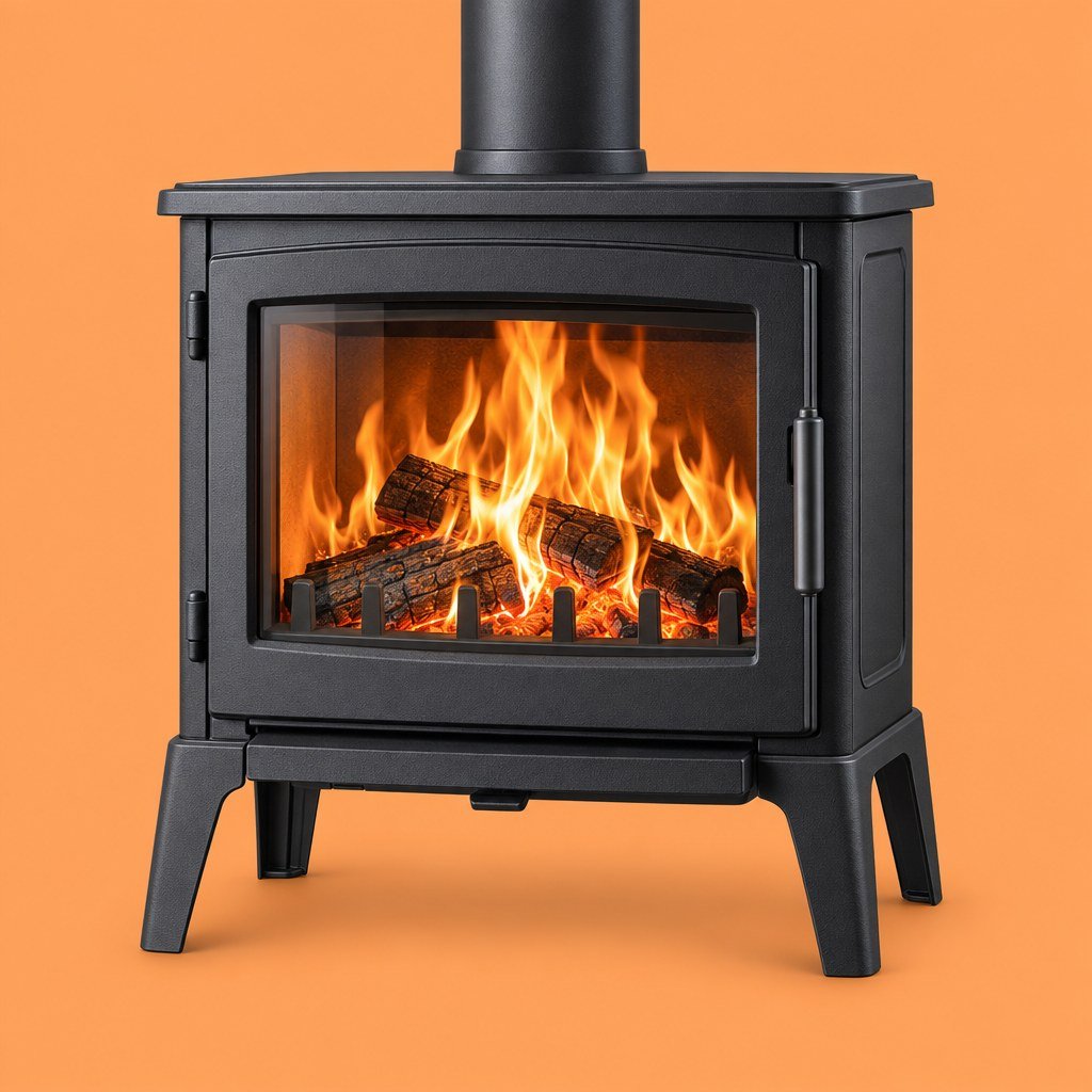 Kaminofen aus Gusseisen mit Feuer