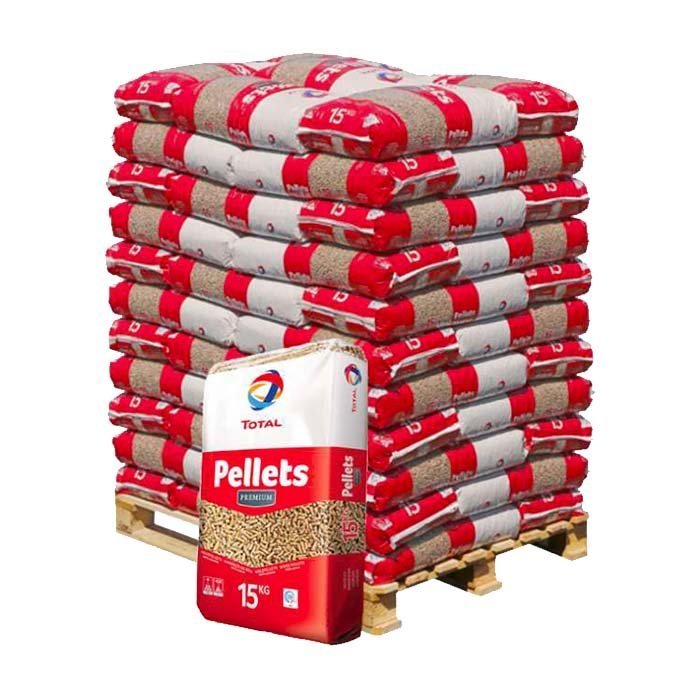 TotalEnergies Premium Holzpellets Palette mit 66 Säcken à 15 kg (990 kg) – DINplus